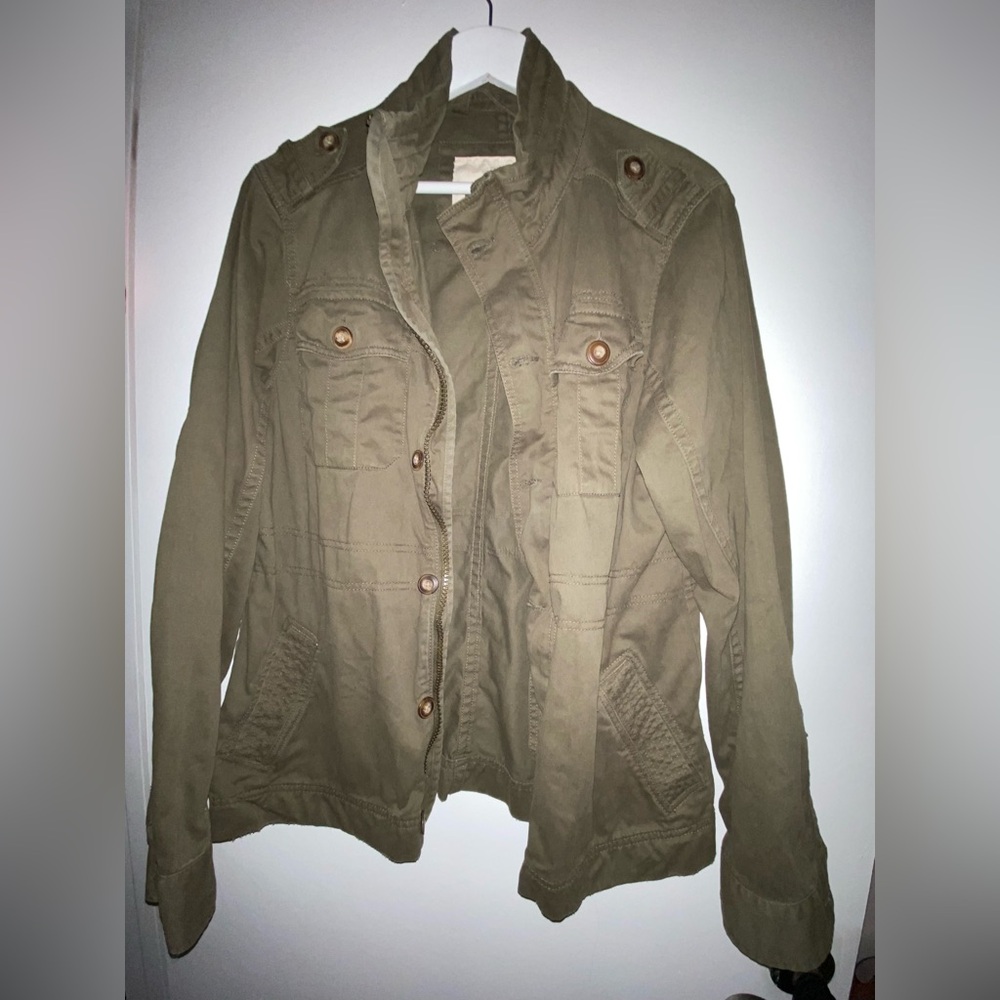 Roebuck & Company Army Style 100% cotton Utility Zipfront button Jacket M Medium